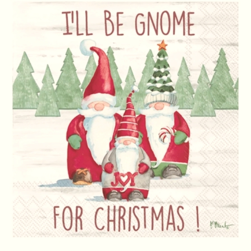 IHR I'll Be Gnome for Christmas Coctail l Napkins Bundle 4Pkgs Of 20